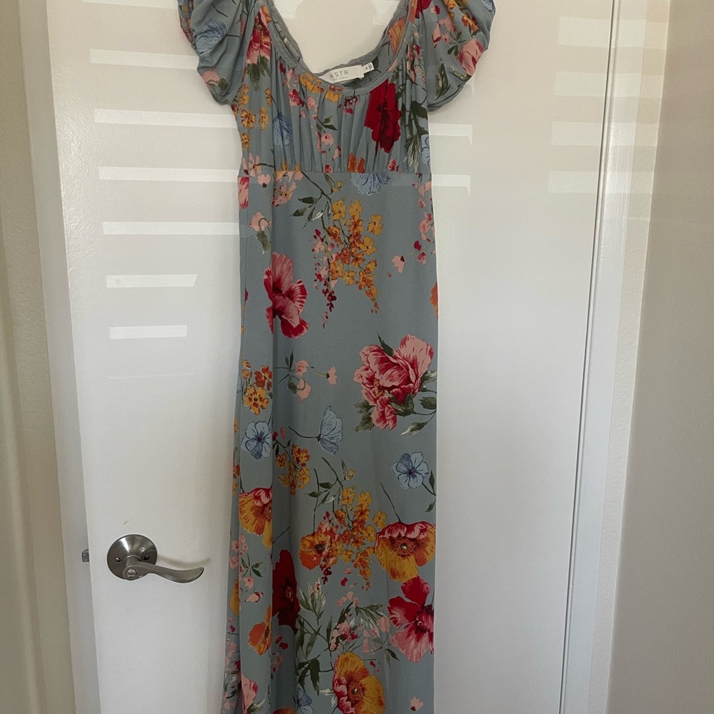 Astr Floral Dress with Red and Yellow Accents
